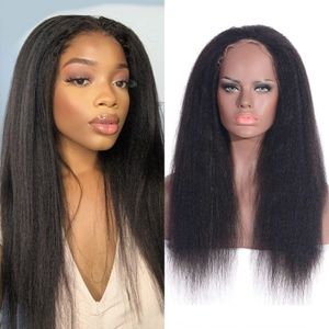 Perruques de cheveux humains avant de lacet avec des cheveux de bébé 150% Densité Kinky Straight Perruque brésilienne pour les femmes noires