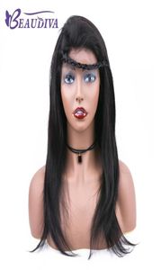 Lace Front Human Hair Pruiken met babyhaar voorgeplukt Braziliaanse Remy Hair volledige uiteinde rechte pruik voor zwarte vrouwen9441862
