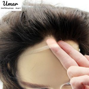 En dentelle Front Mono avec PU Toupee Men Wig 100% Human Humber Hair Hair Prucysis Systems Male Wig Brazilian Livraison gratuite