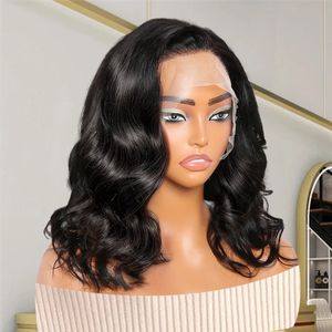 Bob raide Bob Human Hair Wigs Transpaent Lace Front 5x5 13x4 13x6 Style ondulé