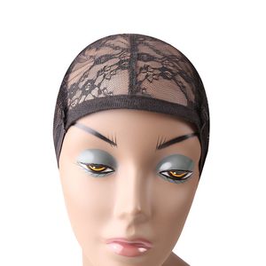 Gorro de peluca con malla frontal para hacer pelucas con correa ajustable y gorros de cúpula negros elásticos tejidos para el cabello