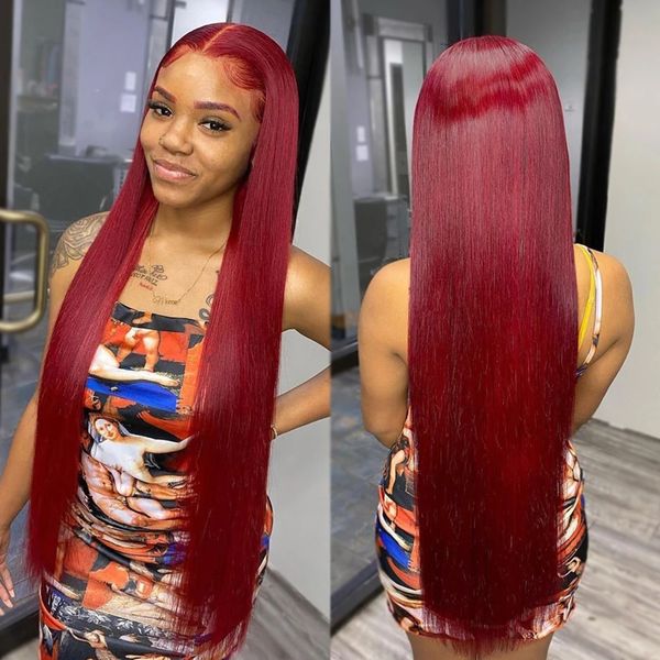 Lace Front Hair Wigs Colored Red Highlight Brown Straight Blonde 613 HD Lace Frontal Wig Human Hair 13x4