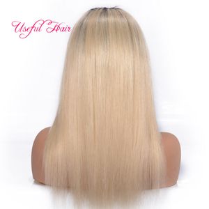 Perruque avant en dentelle cheveux humains longs couleur blonde 613 couleur perruques frontales en dentelle cheveux longs brésiliens naturels droits