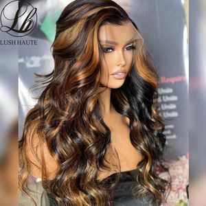 Lace Front Wigs Body Wave Lace Frontal Perruques Synthétique Omber Blonde Avec Noir Coloré Avec Des Cheveux De Bébé 230524