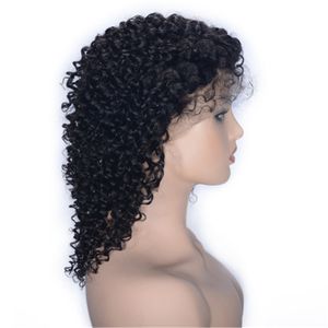 Pelucas delanteras de encaje pre desplumadas con pelo de bebé peluca rizada rizada brasileña corta de cabello humano Remy de 10 pulgadas