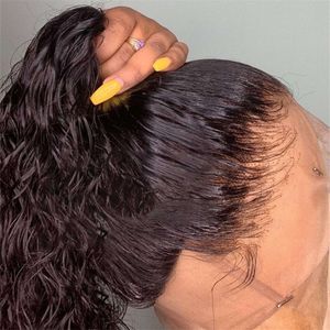 Perruque frontale en dentelle Fonde à eau en dentelle à poils humains en dentelle Perruque pour les femmes noires noires pneost rauque à cheveux humains péruviens perruque avant en dentelle