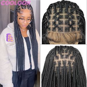 Dentelle Full Lace Box Braid Lace Front Super Long Criss Cross Knotless Braids Ombre Synthétique Tressé s pour les femmes noires 230608