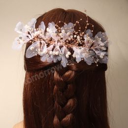 Lace Hair Comb Wedding Haaraccessoires voor Woomen Pearl Crystal Floral Hairspin Tiaras Princess Hairband Bridal Crown Jewelry