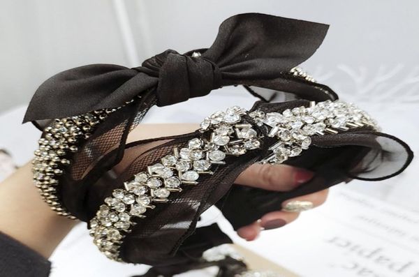 Cordera diadema Diamante Pearl Rhinestone Accesorios para el cabello Black Butique Boutique Bow Bands For Women Knot Haar Accessoros2882186