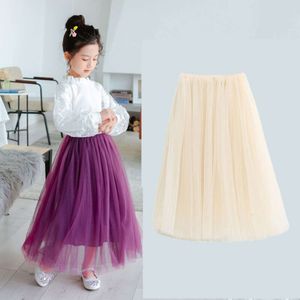 Lace Kids voor kinderen Lange gaasrok Solid Color Tutu Skirts For Girls Baby Kostuum Tiener Kleding L2405