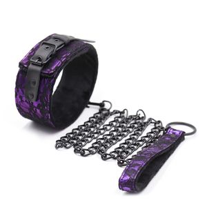 Kant lederen ketting kraag met leiband bdsm bondage fetisjs hond ketting volwassen lingerie sex flirten speelgoed accessoires voor koppels J190525