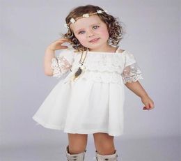 Dentelle petite fille robe enfant bébé fête de mariage concours formel Mini robes blanches mignonnes vêtements bébé filles 313q2497976