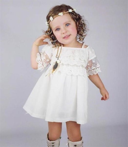 Dentelle petite fille robe enfant bébé fête de mariage concours formel Mini robes blanches mignonnes vêtements bébé filles204m83949126406208