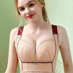 Kant Long Line Bras voor Dames Wire Free Padded Lingerie Sexy Plus Size Underwear Corset Brassiere 210728