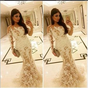 Lace Lace Lace Long Servelle Robe de soirée 2023 Fashion Formal Champagne et Blanc Muslim Pouettel Plume Robes de soirée Designer Vestido de Festa