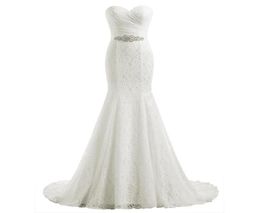 Lace Mermaid Robe de mariée nuptiale Long Train Court Boho Beach Robes de mariage avec Crystal Beded Belt Sash Plus Taille Vestido de Cas3017537