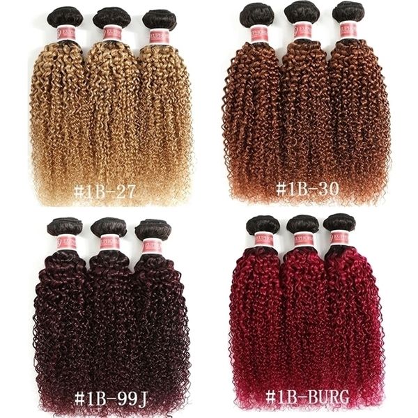 Dentelle Ombre 27 Crépus Bouclés Faisceaux De Cheveux Humains Brésiliens 1/3 Pcs 1B Brwon Rouge Burg Tissage 230920