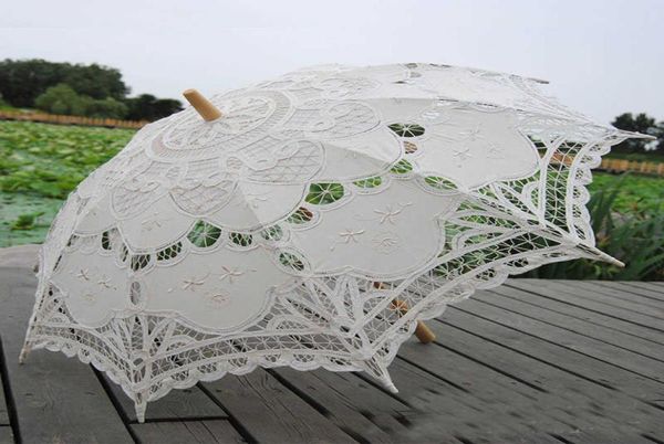 Parasol en dentelle parapluie parapluie de mariage élégant parapluie en coton Ivory Battenburg H10155129902