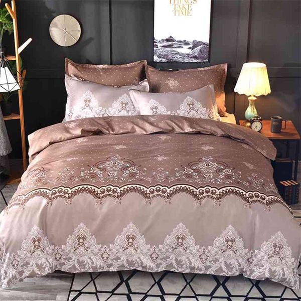 Ensemble de literie à motif de dentelle 3pcs / 2pcs Housse de couette Taie d'oreiller Sham Home Textile Adulte King Queen Size No Sheet No Fillers 210706