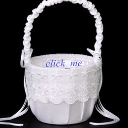 Dentelle jolie fille garçon panier de fleurs pour mariage à la main cérémonie de mariage faveurs de fête fournitures ruban fille Golwer Baskets226Z