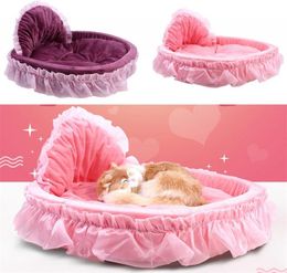 Lace Princess Bed Pet Waterloo Four Seasons Bowknot Tissu Doghouse Fashion Pets House avec diverses couleurs 23md J14288722