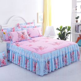 Dentelle Princesse Feuilles de ménage Textile Literie Drap de lit Couvre-lit Matelas Housse de poussière avec taie d'oreiller Jupe de lit Qualité F0216 210420