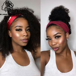 Lace s Afro Kinky Curly Bandeau Cheveux Humains 180 Densité pour Femmes Noires Boucles Naturelles Sans Colle 18 Pouces 230214