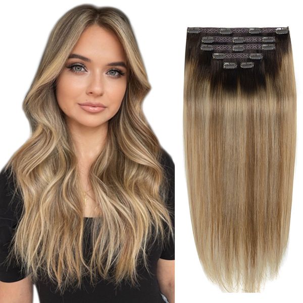 Lace s BHF Clip in Hair s Human Straight Remy Naturel Noir Brun Clair Miel Ombre Avec Clips 70g 230214