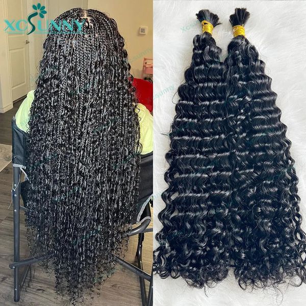 Lace S Bulk Human Hair Sin trama para trenzar Paquetes rizados Venta al por mayor Doble dibujado Boho Trenzas sin nudos Mujeres negras 231007