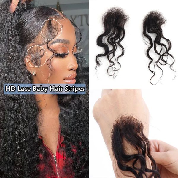 Lace s HD Crystal Baby Hair Stripes 100 Human Edge Curly Body Wave Swiss Hairline Strips pour femmes 230928