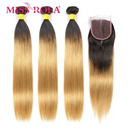 Lace s Miss Rola Cabello humano liso brasileño tejido con Clres 3 paquetes 44 Clre Ombre 1B27 1B30 1B99 Remy 231025