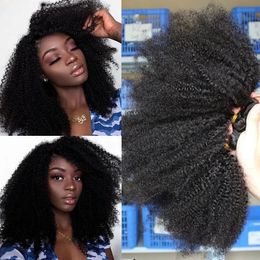 Kant s Mongoolse Afro Kinky Krullend Haar Bundels Natuurlijke Ruwe Menselijk Met Clre 4B 4C Weave Inslag Voor Zwarten 231007