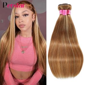 Кружева s Perstar Бразильские блики Прямые пучки человеческих волос Ombre Blonde Weave 231007