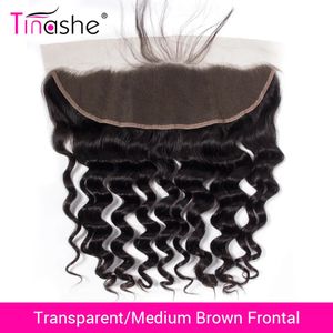 Lace s Tinashe cheveux Transparent frontal brésilien lâche vague profonde 13x4 Remy humain HD suisse Clre 231007