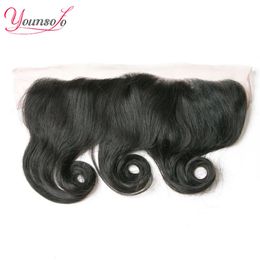 Lace S Youn Ear To Loose Wave Frontal Clre Parte libre Cabello humano 134 Wave 820 pulgadas Suizo 230928