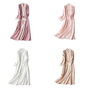 Lace Silk Long Robe Summer Nighthowns dunne dunne badjas