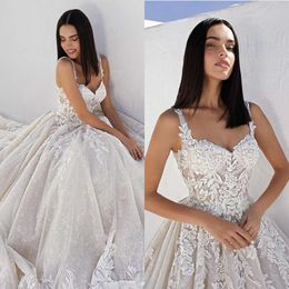 Lace Spaghetti Elegant Ball Wedding Flower Robes Demandeurs Backless Court Pleas Couch Made Bridal Bridal Plus Taille Vestidos de Novia