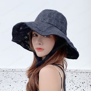 Sombrero de Paja de encaje de verano para mujer, sombreros para el sol y la playa, gorra flexible de ala ancha, protección UV de secado rápido, gorras informales para mujer al aire libre