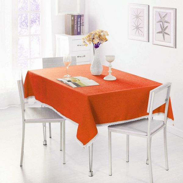Mantel de encaje Mantel decorativo de color sólido Mantel de poliéster Cubierta de mesa de comedor para la decoración del hogar del partido al por mayor DBC VT0534