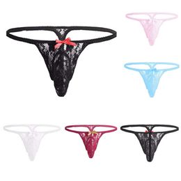 Tanga de encaje para mujer, malla transparente para hombre, sin rastro, ropa interior seductora y sexy, camisetas 862470