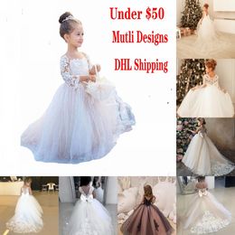 Dentelle Tulle Filles Pageant Robes Première Communion Des Enfants Superbe Robe De Princesse Robe De Bal Robe De Fête De Mariage Fleur Fille Porter