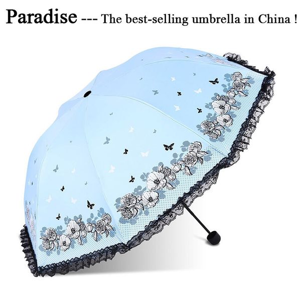 Parapluie en dentelle pour femmes, Parasol pliant, Anti-UV, soleil, pluie, chinois, clair, Portable, léger, fleur, fille, vente pour enfants