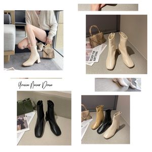 Chaussures hautes à lacets pour femmes, bottes de neige de styliste en peluche de qualité, Style demi-classique, marron et noir, hiver et automne, 604