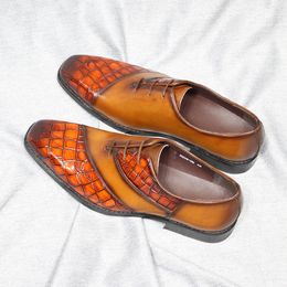 Veter heren 1832 jurk echte patent lederen oxfords kantoor formele schoenen voor mannen krokodil patroon trouwfeest schoeisel schoenen
