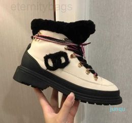 Cordones Ante Mujer Piel Vacuno Shearling Gris Naranja Botas Estilo Casual Tejidos Mezclados Estilo Callejero Botas Lisas Moda París 2023 CCity