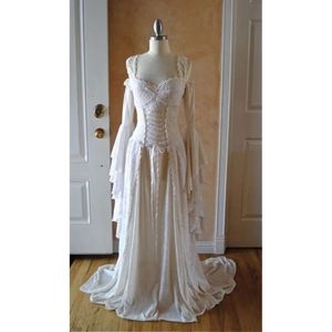 Lace Wedding Jurken Medieval A Line for Women Flare Long Sheeves Vintage Renaissance Cletic Bruids Jurken Corset Plus Size Bride Dress 2024
