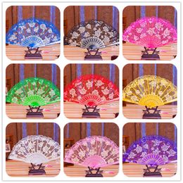 Bruiloft Feest Gunst Kant Hand Fans Chinese Craft Dance Props Lady's Girl's Vintage Retro Handheld Fan voor Pody Performance