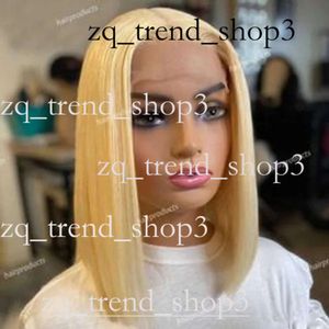 Lace Wig Blonde Whitewig schouderlengte rechte haar Synthetische voorkant kan kant pruik-lijmvrije warmtebestendige vezelhaar natuurlijke haarlijn vrije punten vrouwelijk 881