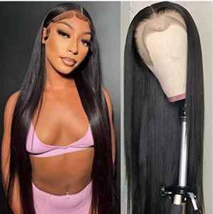 Lace Wig Hot Selling Wig Headwear Fashion Split Zwart Lang rechte menselijk haar Wig230323