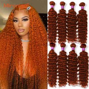 Perruques en dentelle 10-30 pouces paquets de cheveux affaire 350 Orange gingembre Orange vague profonde paquets de cheveux colorés lâche vague profonde paquet Remy HairL240124